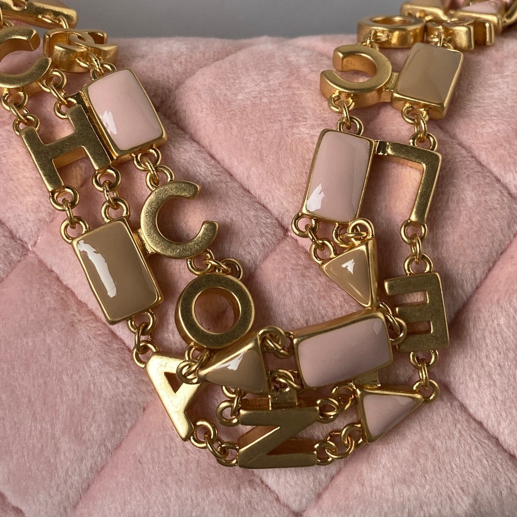 Chanel AS3442 Tote Mini Flap Bag Pink Velvet Gold-tone metal