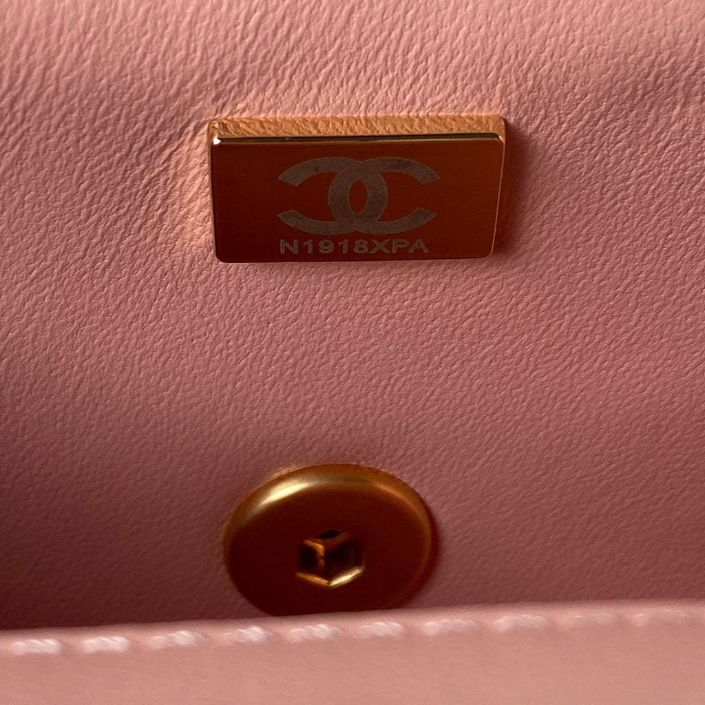 Chanel AS3442 Tote Mini Flap Bag Pink Velvet Gold-tone metal