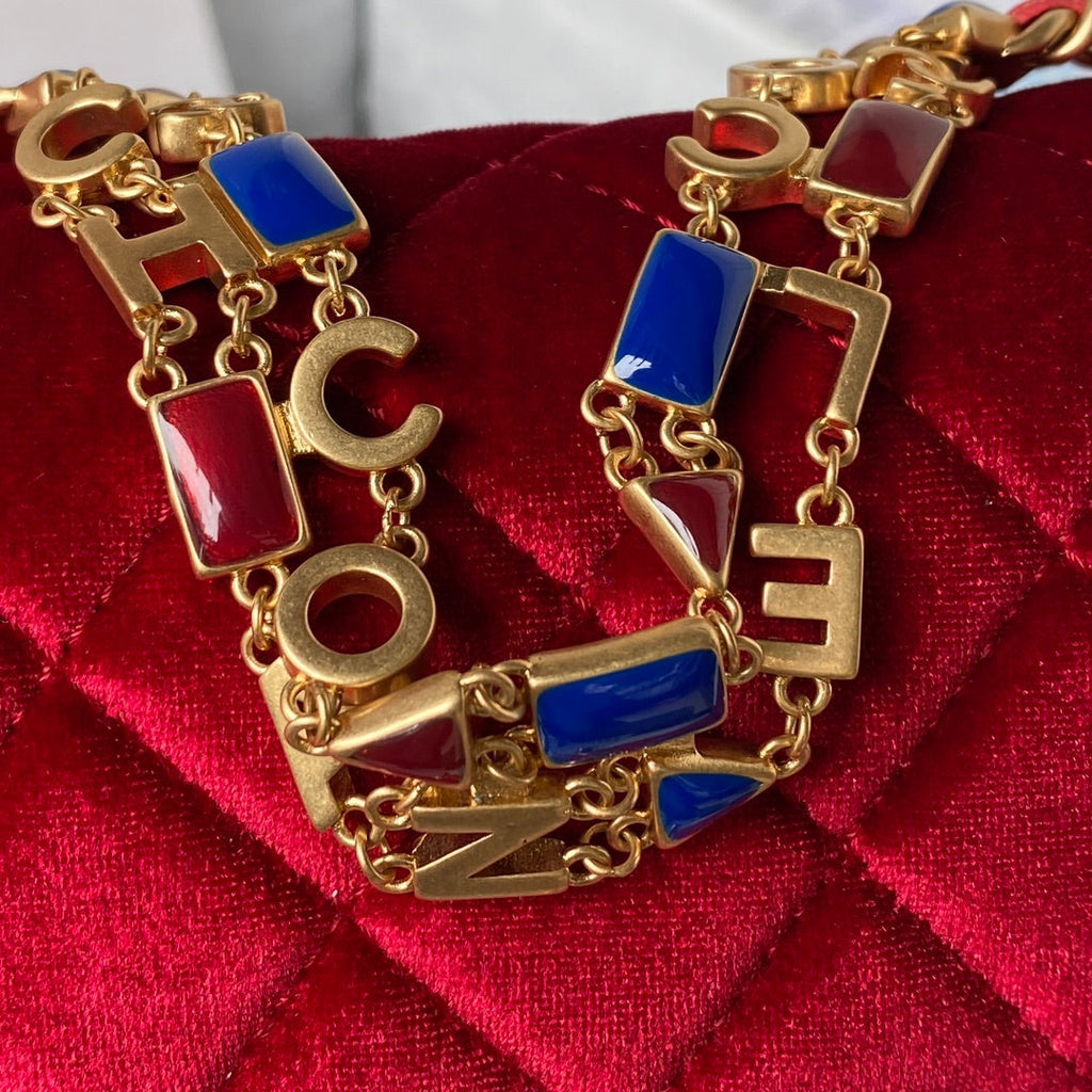 Chanel AS3442 Tote Mini Flap Bag Red Velvet Gold-tone metal