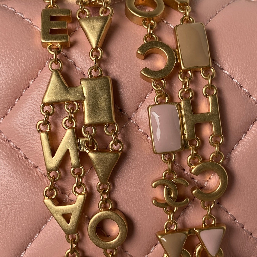 Chanel AS3442 Tote Mini Flap Bag Pink Lambskin Gold-tone metal