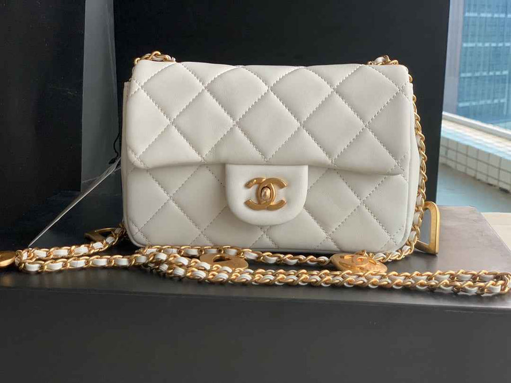 Chanel AS3456 Mini Flap Bag Lambskin white