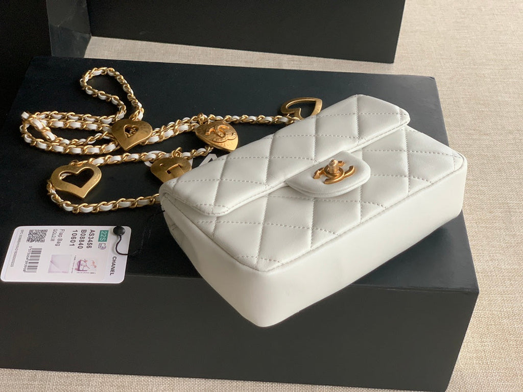 Chanel AS3456 Mini Flap Bag Lambskin white