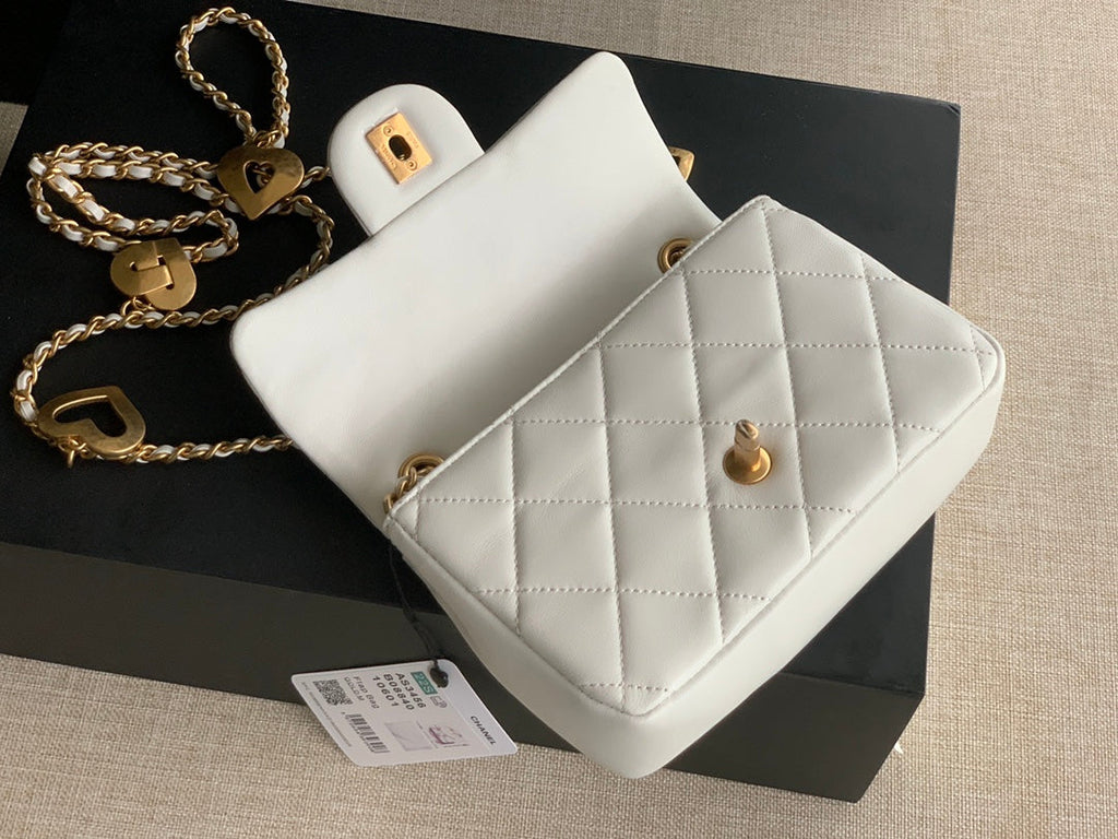 Chanel AS3456 Mini Flap Bag Lambskin white