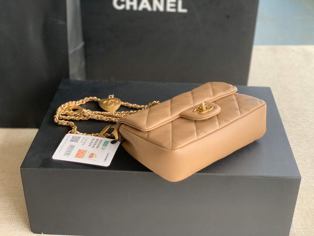 Chanel AS3456 Mini Flap Bag Lambskin apricot