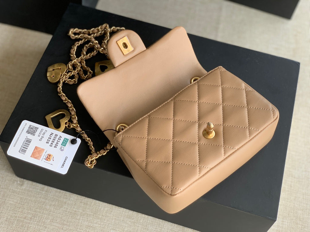 Chanel AS3456 Mini Flap Bag Lambskin apricot
