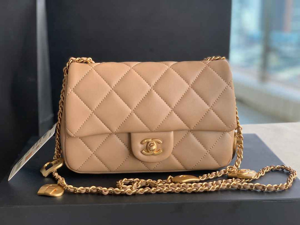 Chanel AS3457 Mini Flap Bag Lambskin Apricot