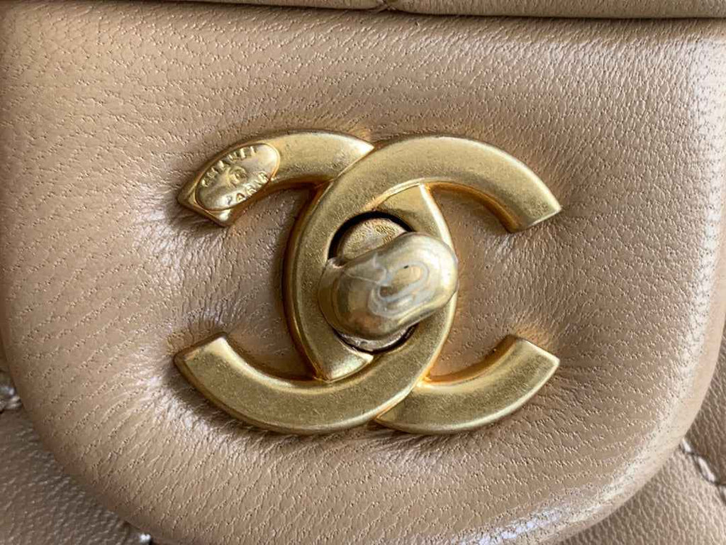 Chanel AS3457 Mini Flap Bag Lambskin Apricot