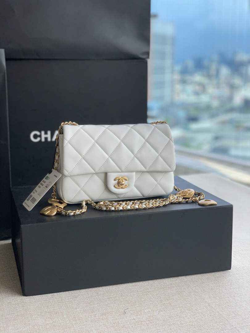 Chanel AS3457 Mini Flap Bag Lambskin White