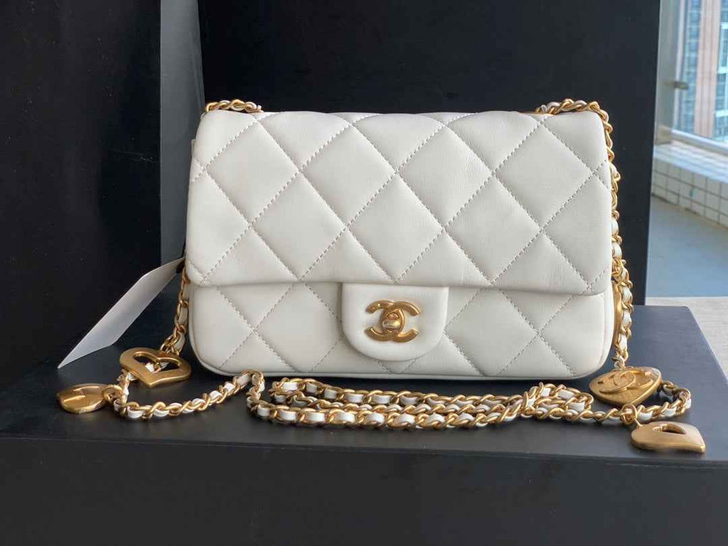 Chanel AS3457 Mini Flap Bag Lambskin White