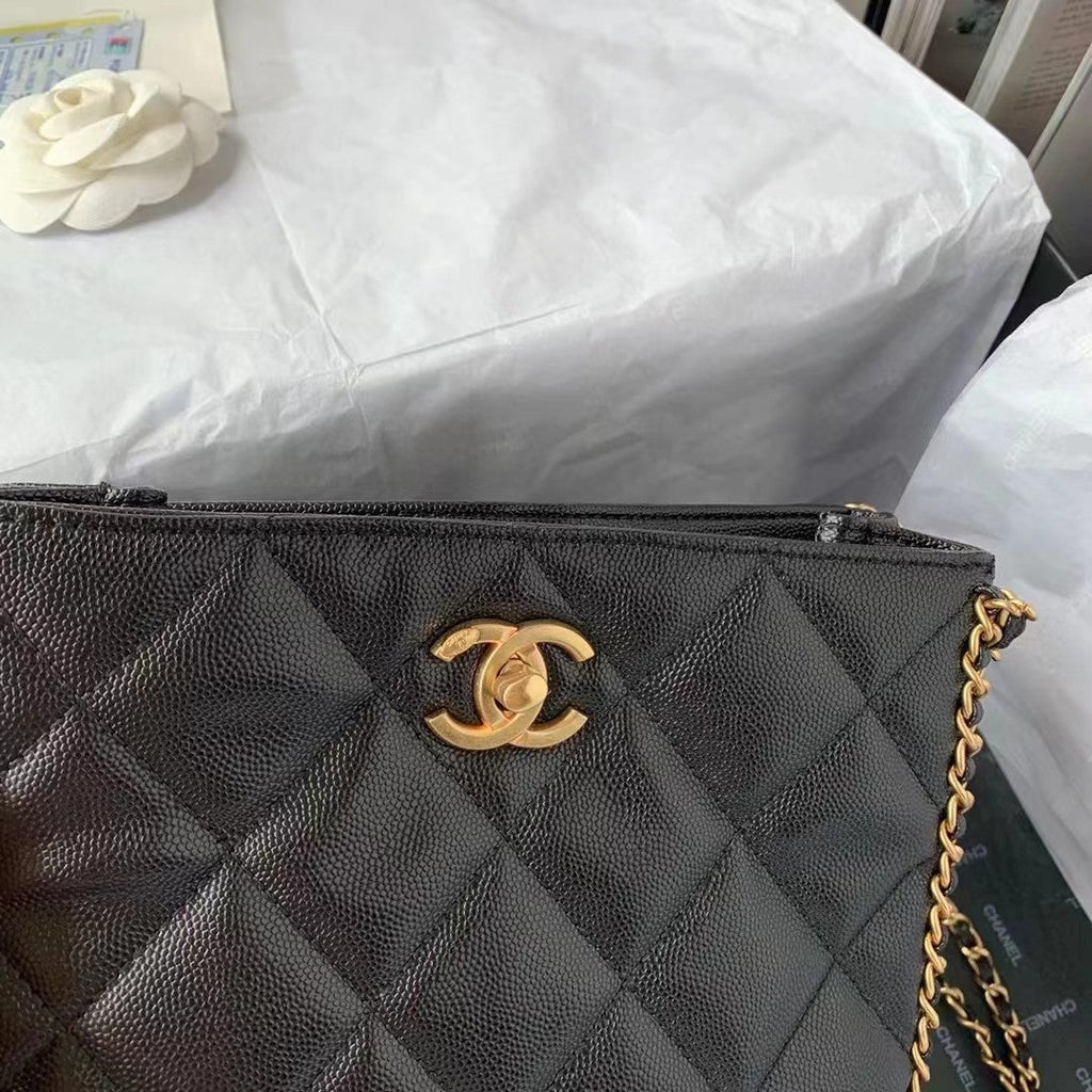 Chanel AS3470 Small Shopping Bag Calfskin Black