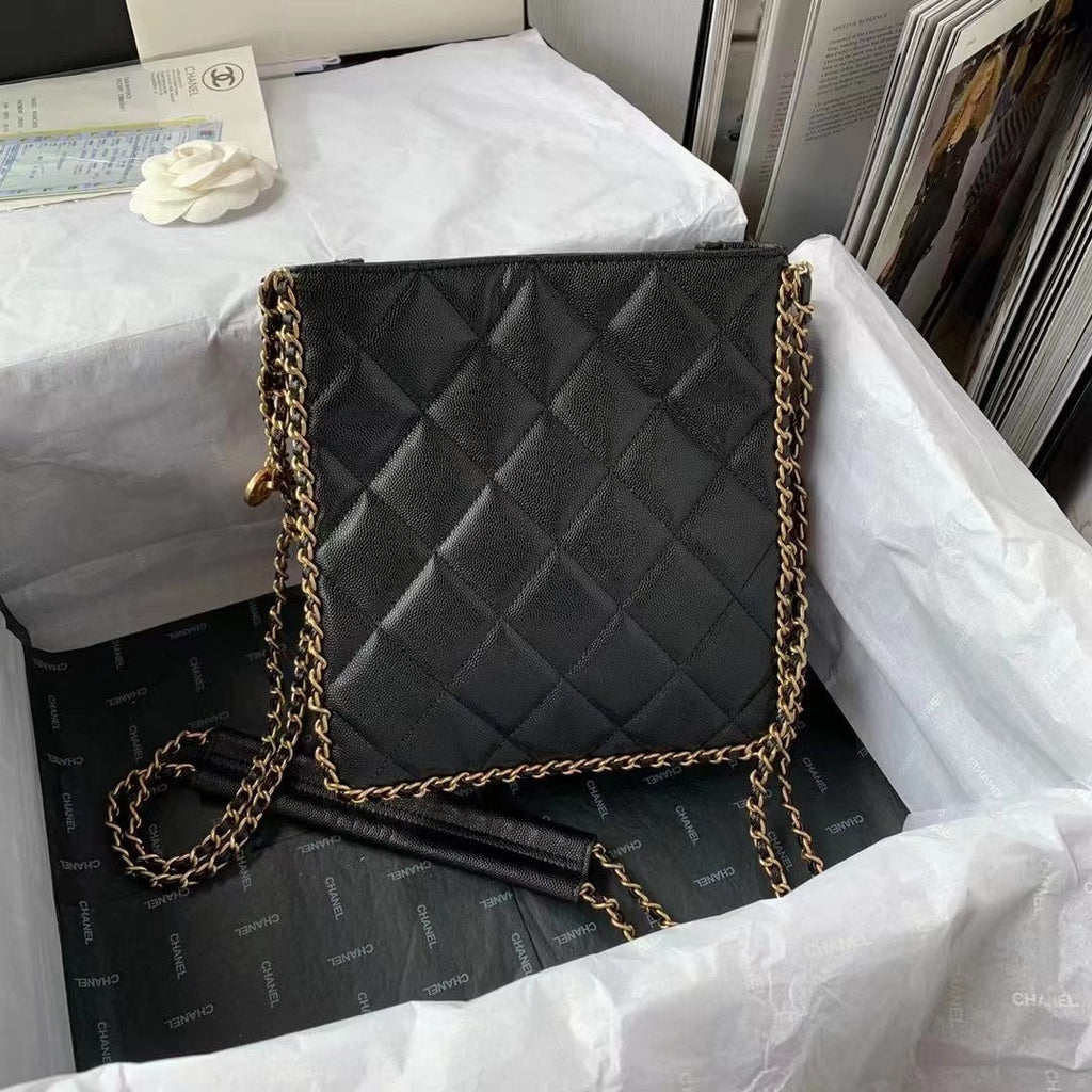 Chanel AS3470 Small Shopping Bag Calfskin Black