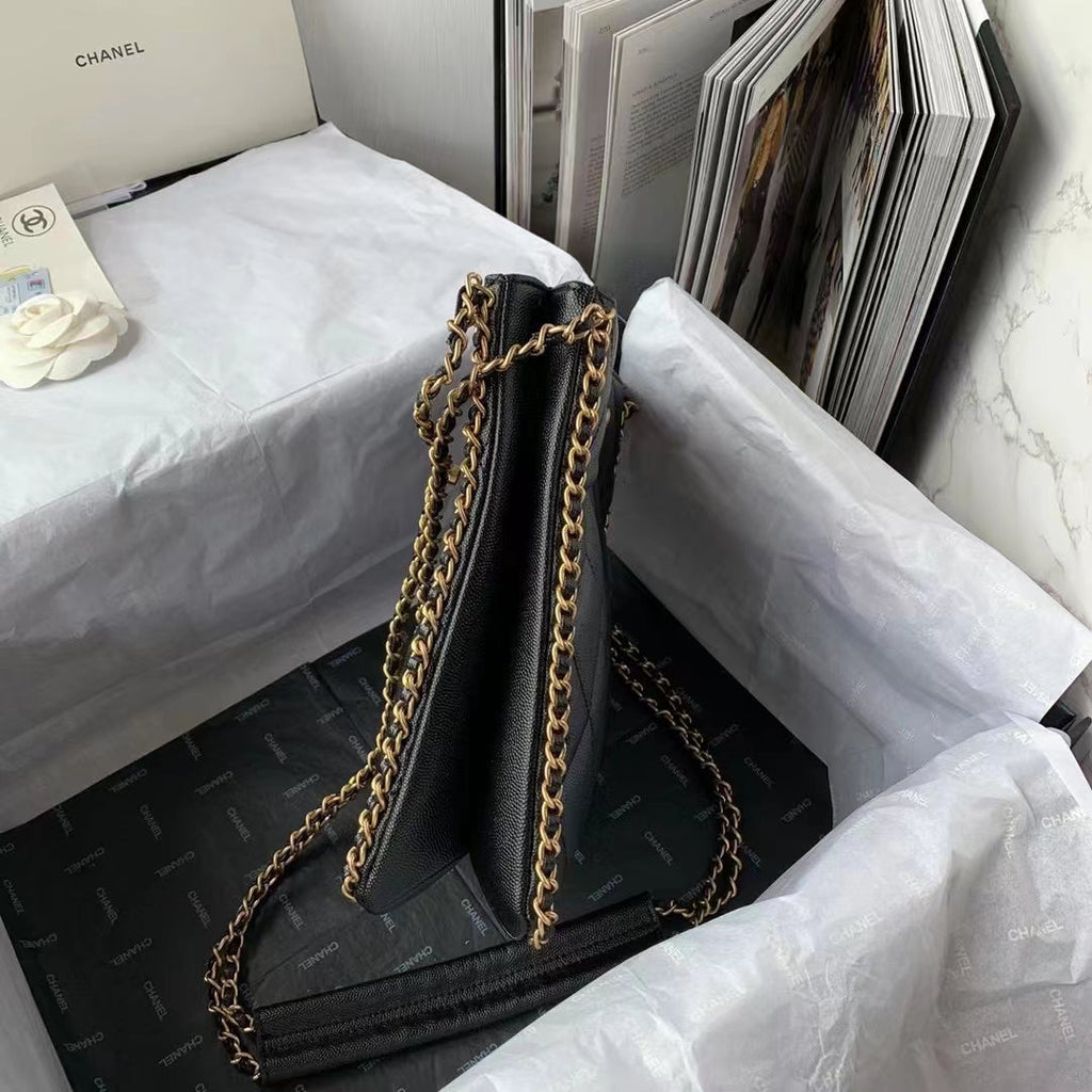 Chanel AS3470 Small Shopping Bag Calfskin Black