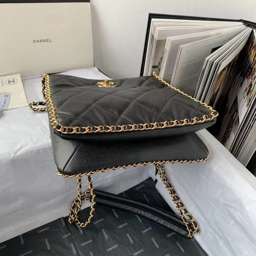 Chanel AS3470 Small Shopping Bag Calfskin Black