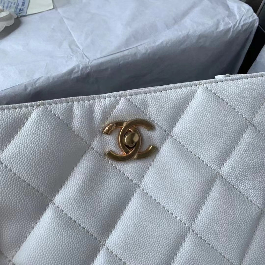 Chanel AS3470 Small Shopping Bag Calfskin White