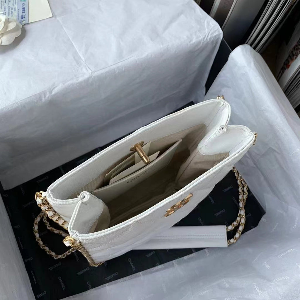 Chanel AS3470 Small Shopping Bag Calfskin White