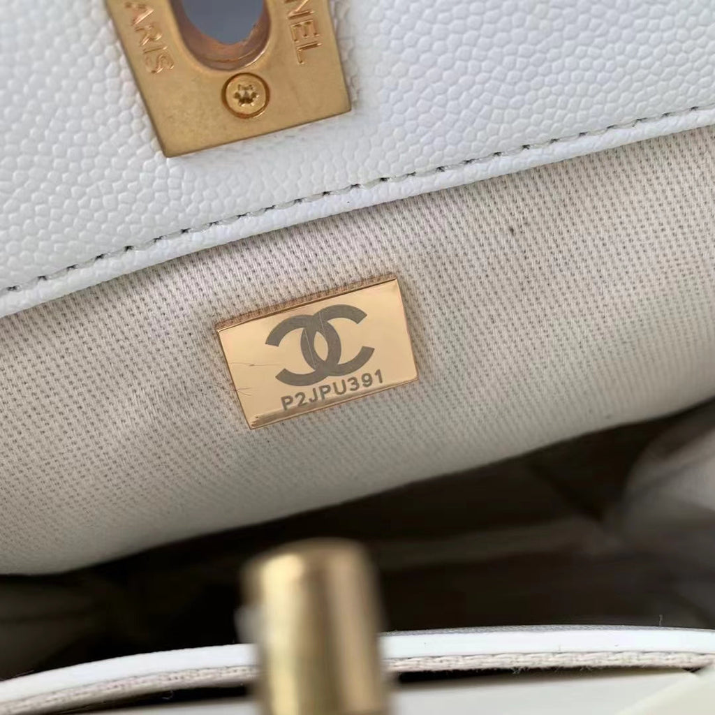 Chanel AS3470 Small Shopping Bag Calfskin White