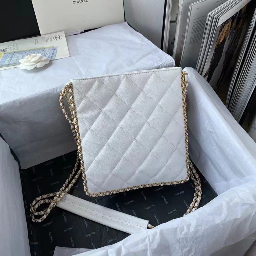 Chanel AS3470 Small Shopping Bag Calfskin White