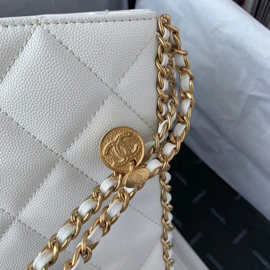 Chanel AS3470 Small Shopping Bag Calfskin White