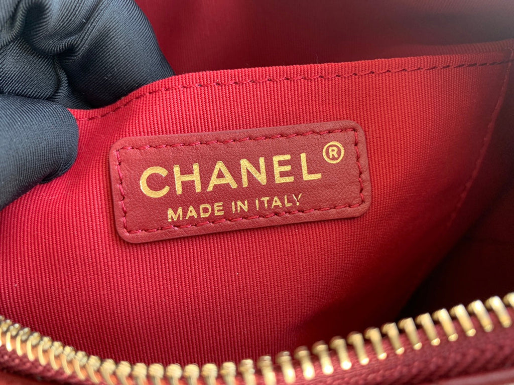 Chanel AS3487 Shoulder Tote Bag Lambskin Red