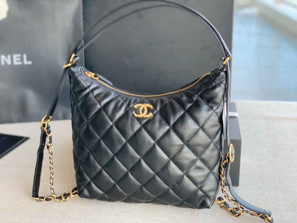 Chanel AS3487 Shoulder Tote Bag Lambskin Black