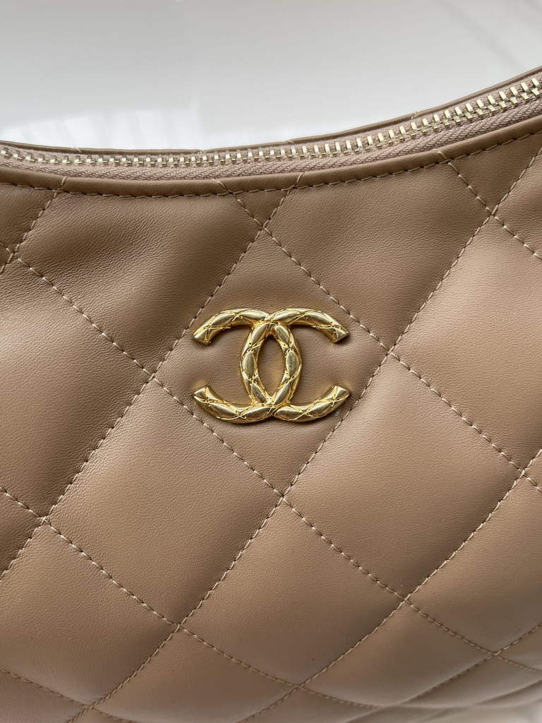 Chanel AS3488 Maxi Hobo Bag Lambskin Dark Beige