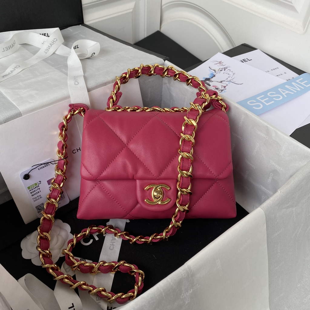 Chanel AS3498 Small Flap Bag Lambskin in plum