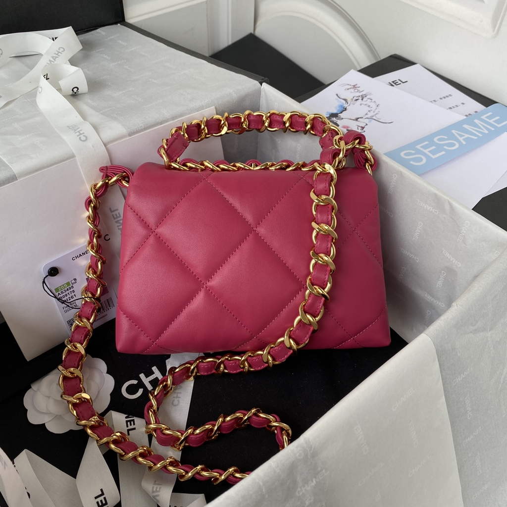 Chanel AS3498 Small Flap Bag Lambskin in plum