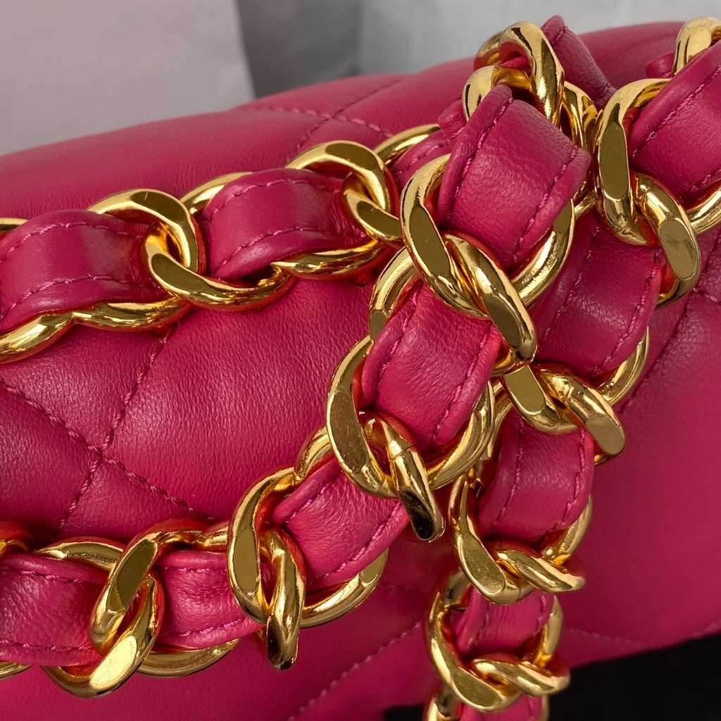 Chanel AS3498 Small Flap Bag Lambskin in plum