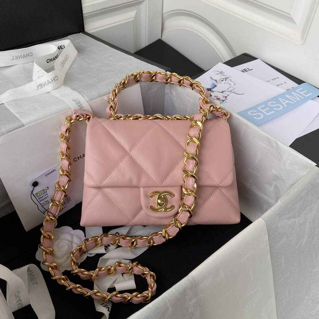 Chanel AS3498 Small Flap Bag Lambskin in pink