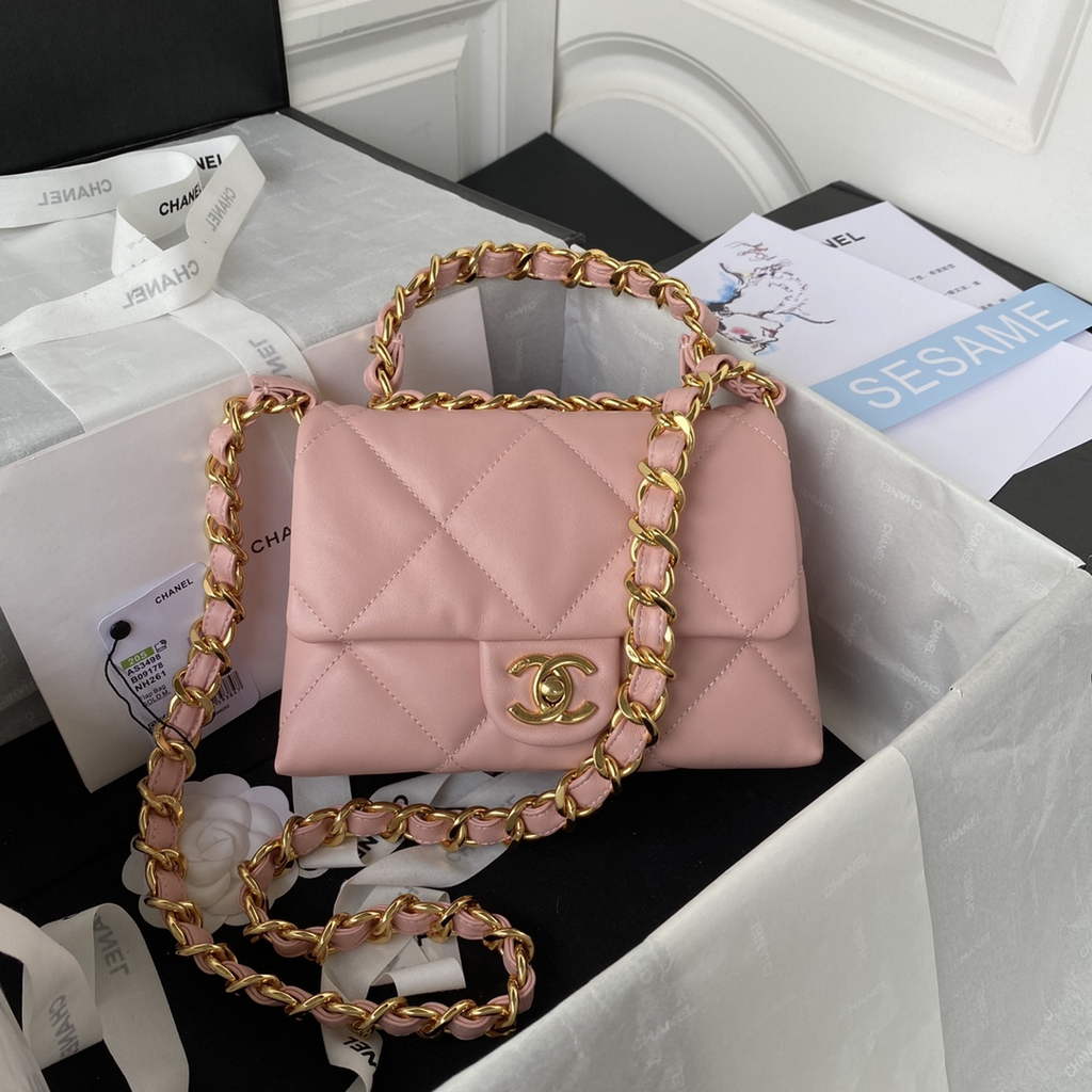 Chanel AS3498 Small Flap Bag Lambskin in pink