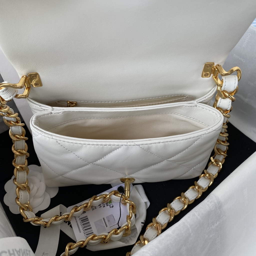 Chanel AS3498 Small Flap Bag Lambskin in white