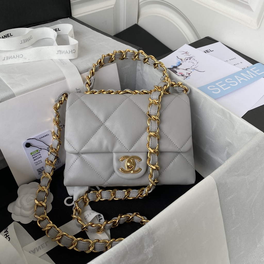 Chanel AS3498 Small Flap Bag Lambskin in gray