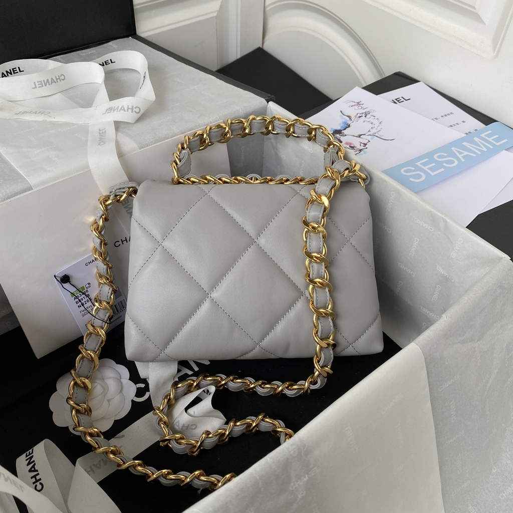 Chanel AS3498 Small Flap Bag Lambskin in gray