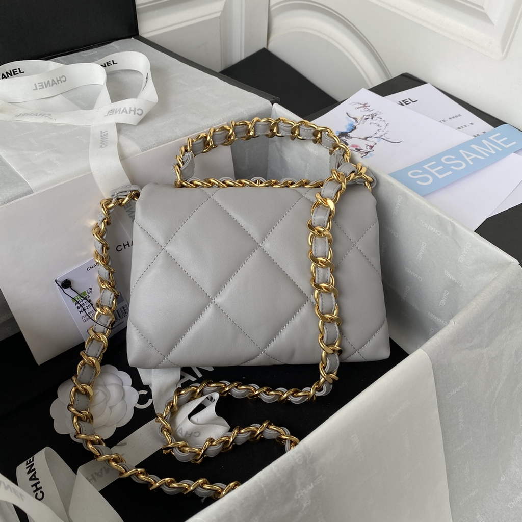 Chanel AS3498 Small Flap Bag Lambskin in gray