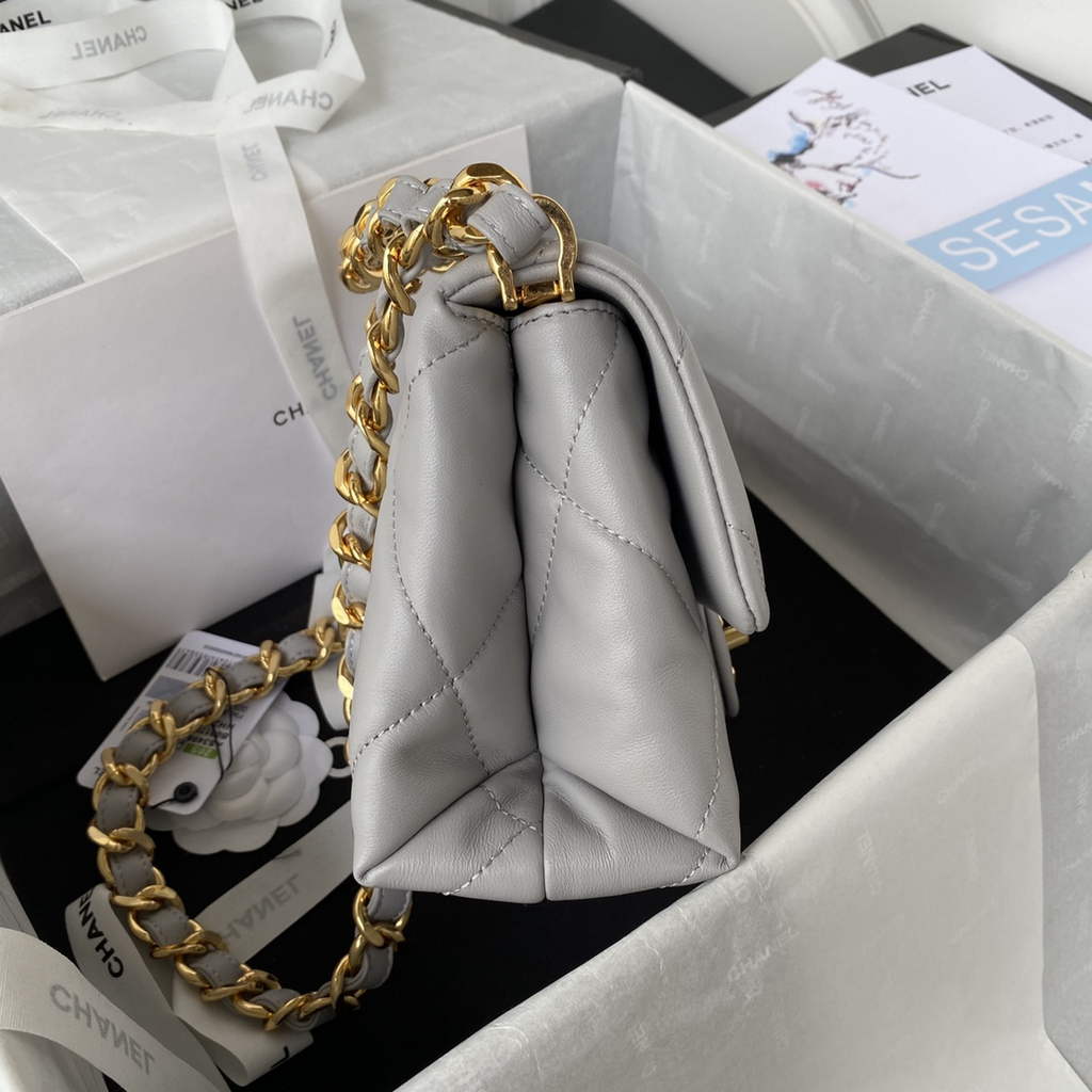 Chanel AS3498 Small Flap Bag Lambskin in gray