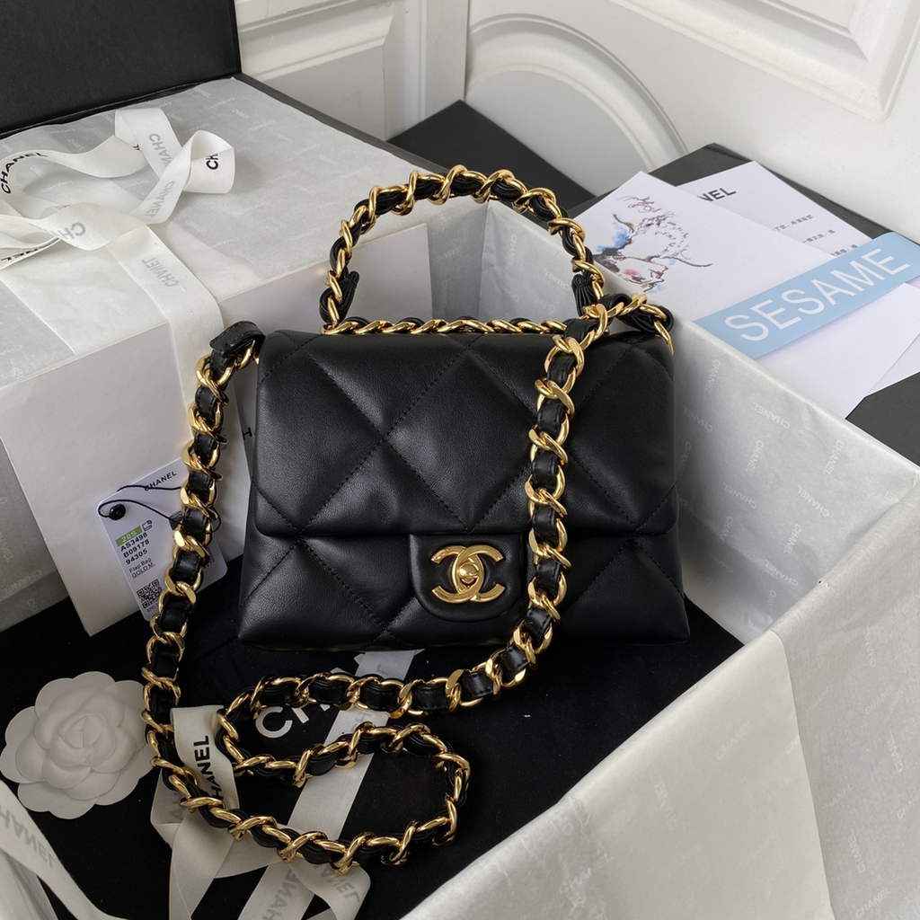 Chanel AS3498 Small Flap Bag Lambskin in black