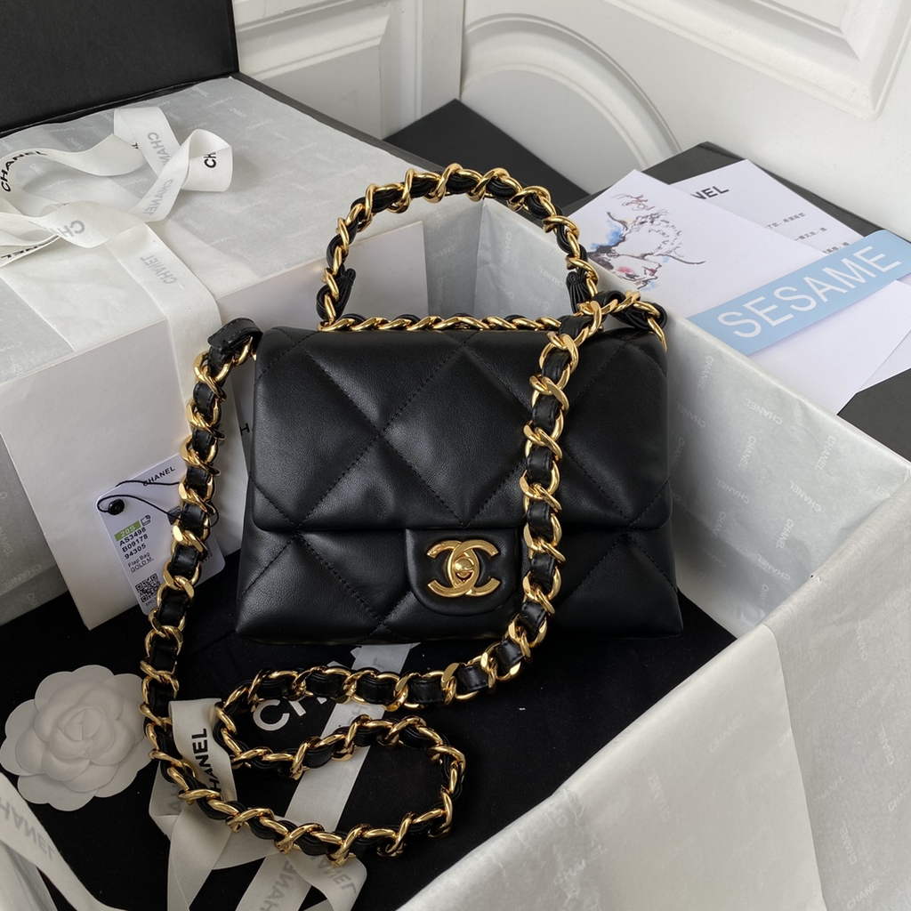 Chanel AS3498 Small Flap Bag Lambskin in black