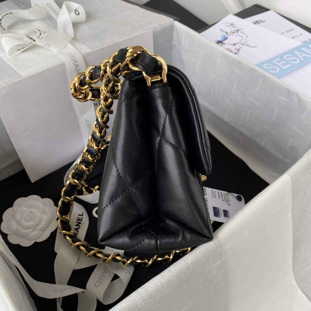 Chanel AS3498 Small Flap Bag Lambskin in black