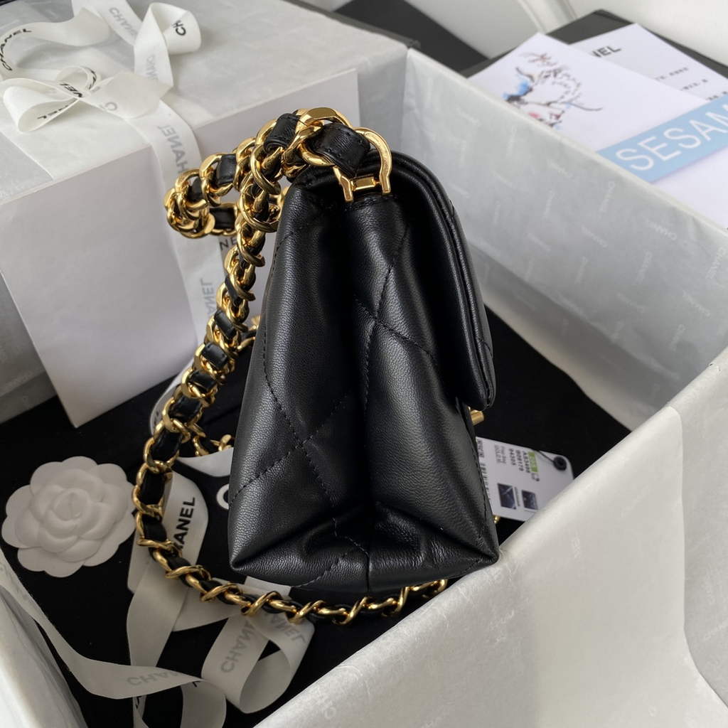 Chanel AS3498 Small Flap Bag Lambskin in black