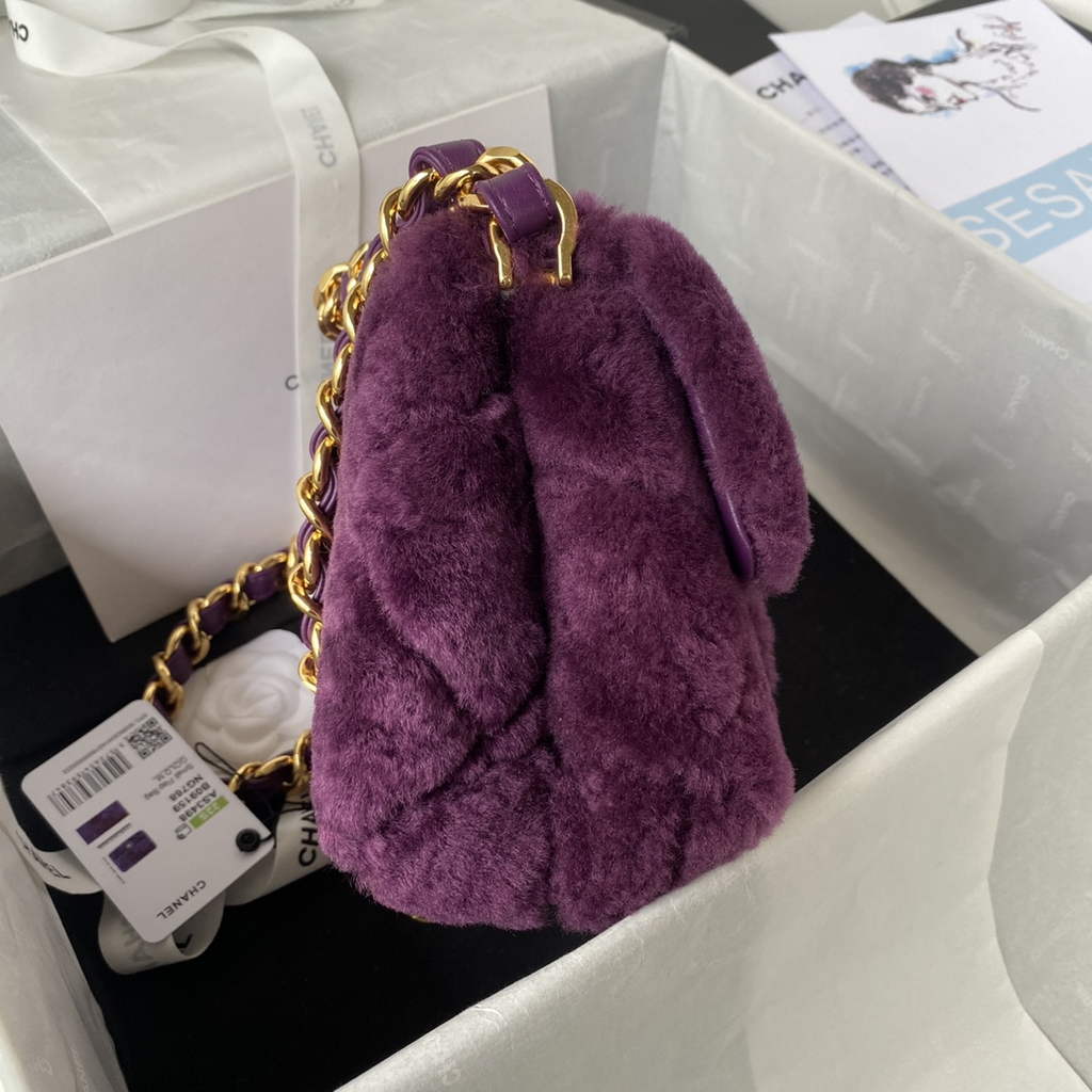 Chanel AS3498 Small Flap Bag wool Lambskin in Purple