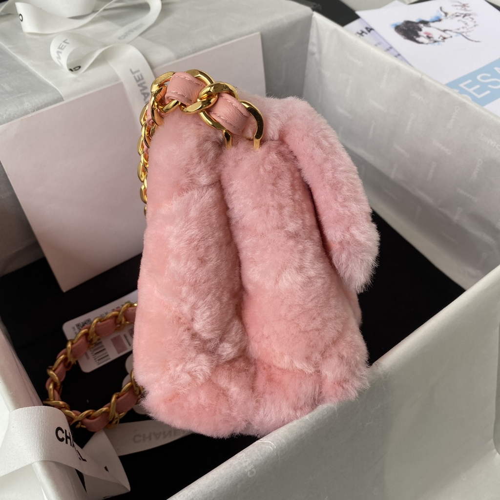 Chanel AS3498 Small Flap Bag wool Lambskin in Pink
