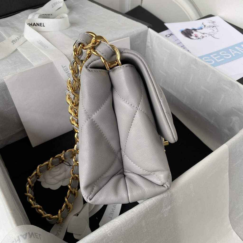 Chanel AS3499 Flap Bag Lambskin in Gray