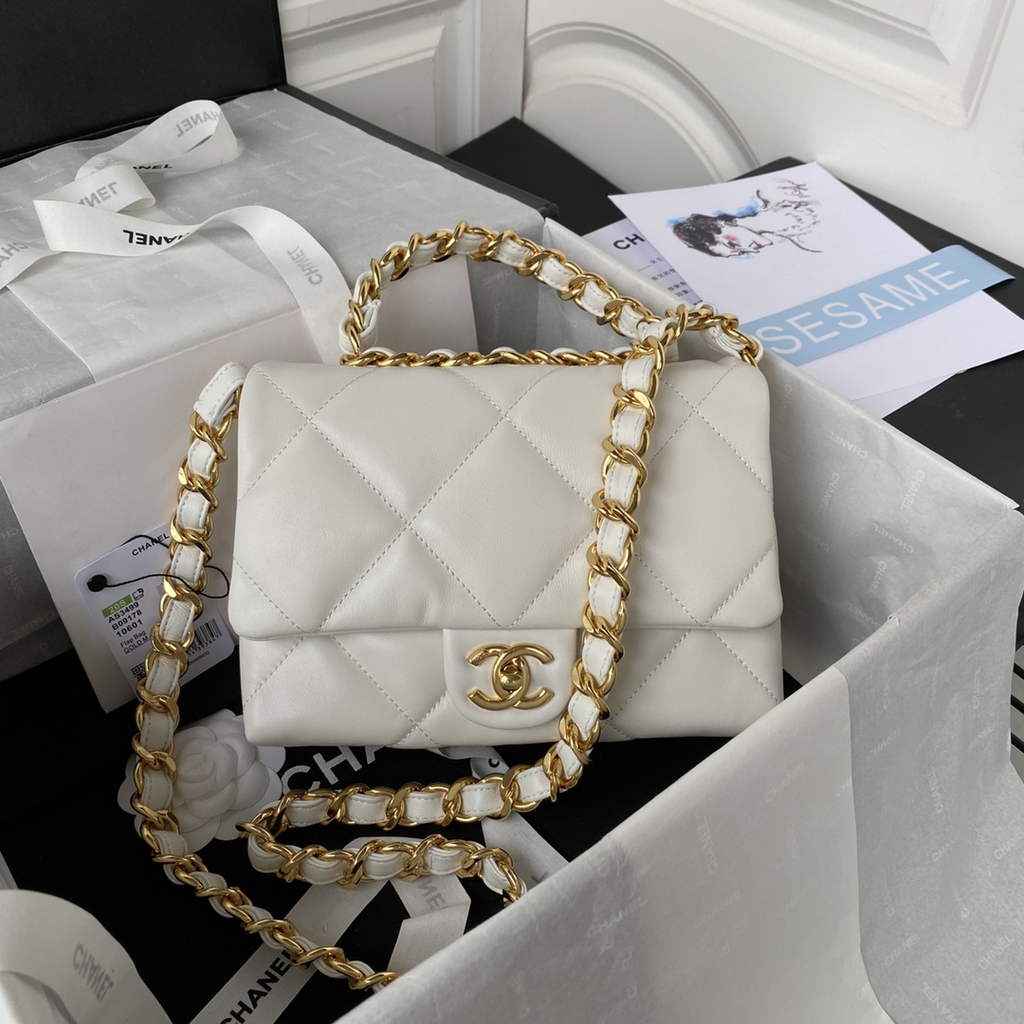 Chanel AS3499 Flap Bag Lambskin in White