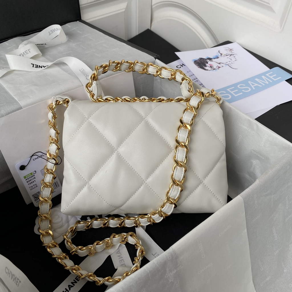 Chanel AS3499 Flap Bag Lambskin in White