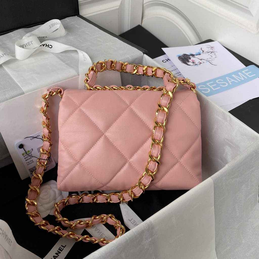 Chanel AS3499 Flap Bag Lambskin in Pink