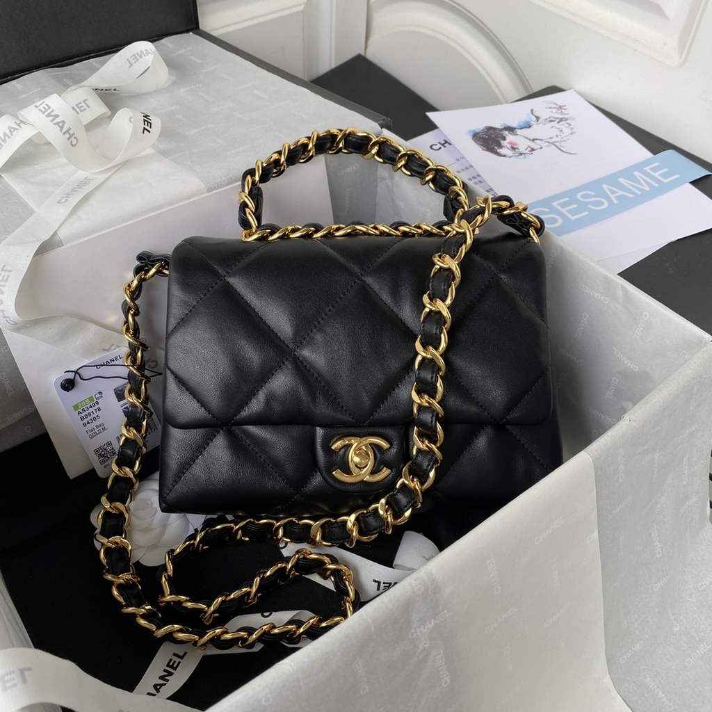Chanel AS3499 Flap Bag Lambskin in Black