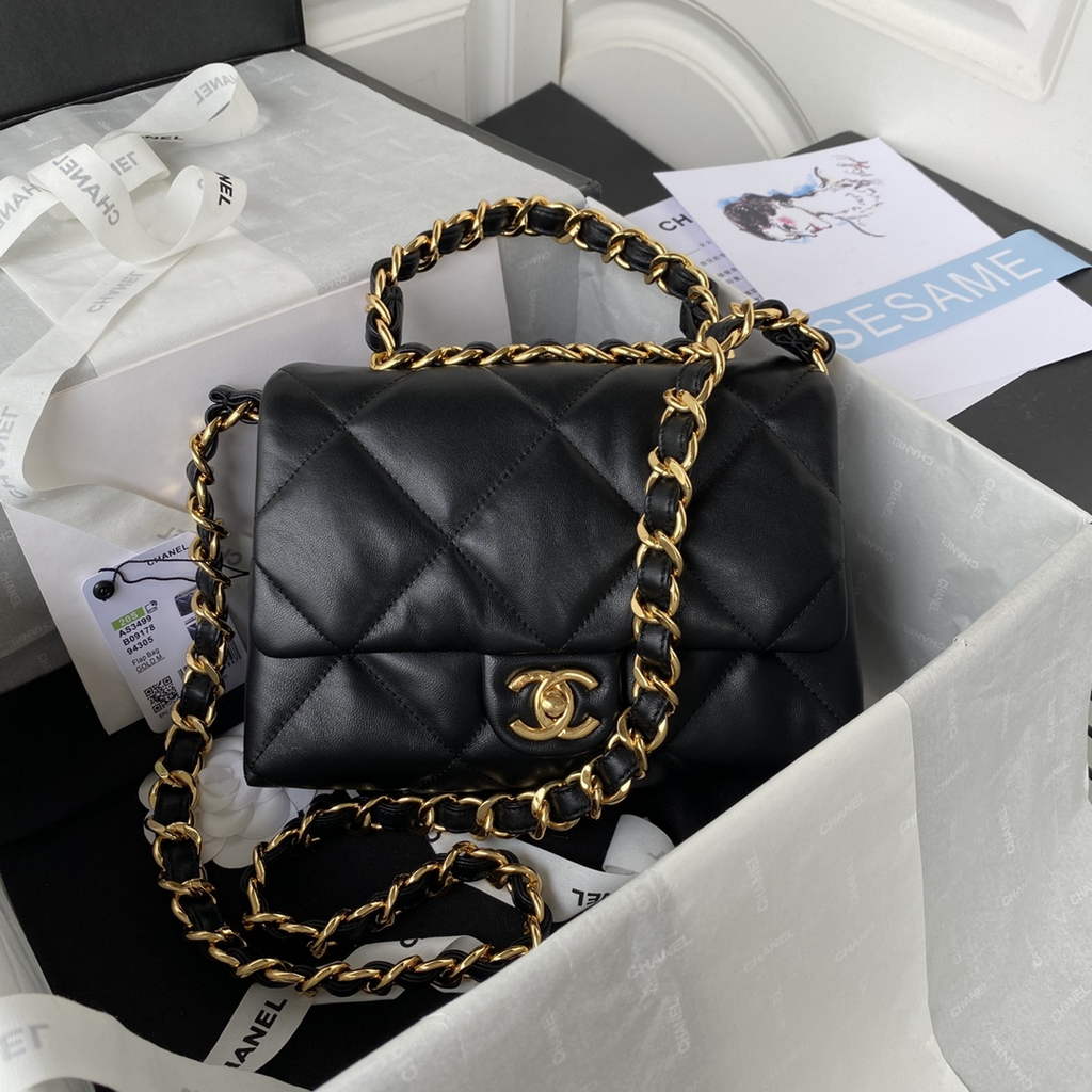 Chanel AS3499 Flap Bag Lambskin in Black