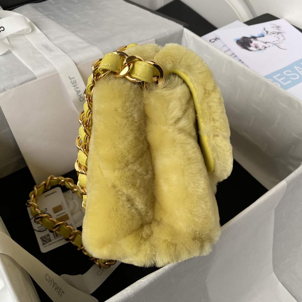 Chanel AS3499 Flap Bag Wool Lambskin in Yellow