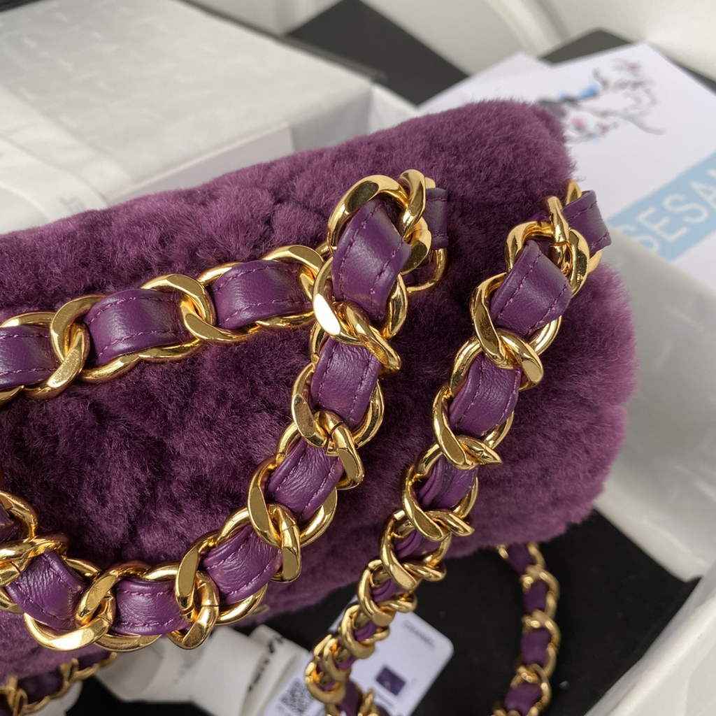 Chanel AS3499 Flap Bag Wool Lambskin in Purple