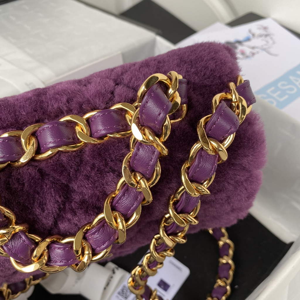 Chanel AS3499 Flap Bag Wool Lambskin in Purple